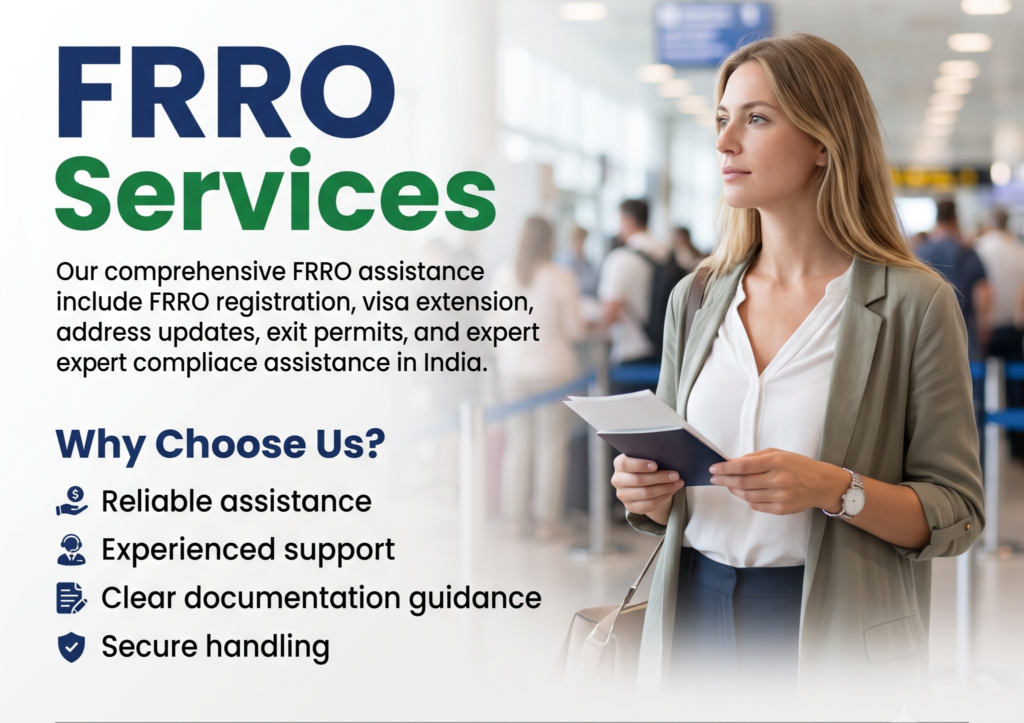 Professional FRRO services by Legion India, offering assistance with FRRO registration, visa extensions, address updates, exit permits, and compliance services for foreign nationals in India.